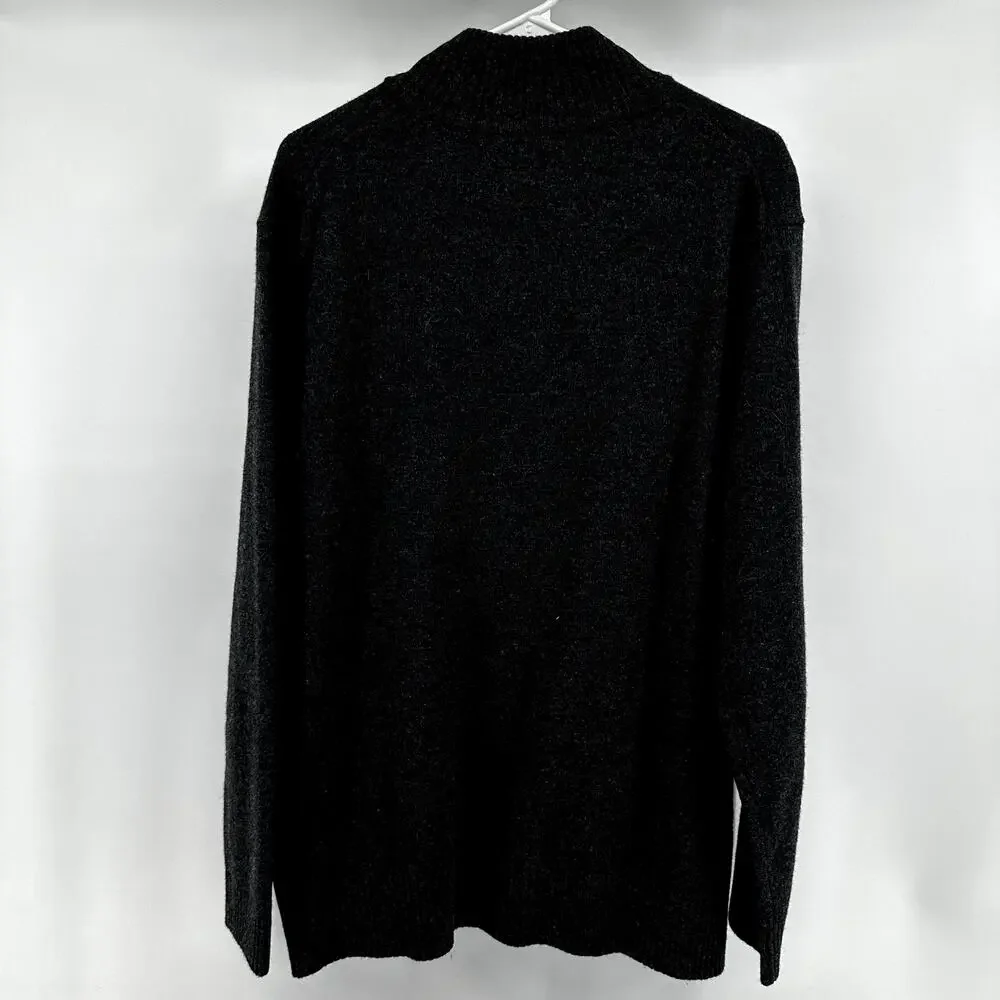 Woolovers Lambswool Lincoln Zipper Cardigan Sweater Trim 100% Wool Charcoal XL